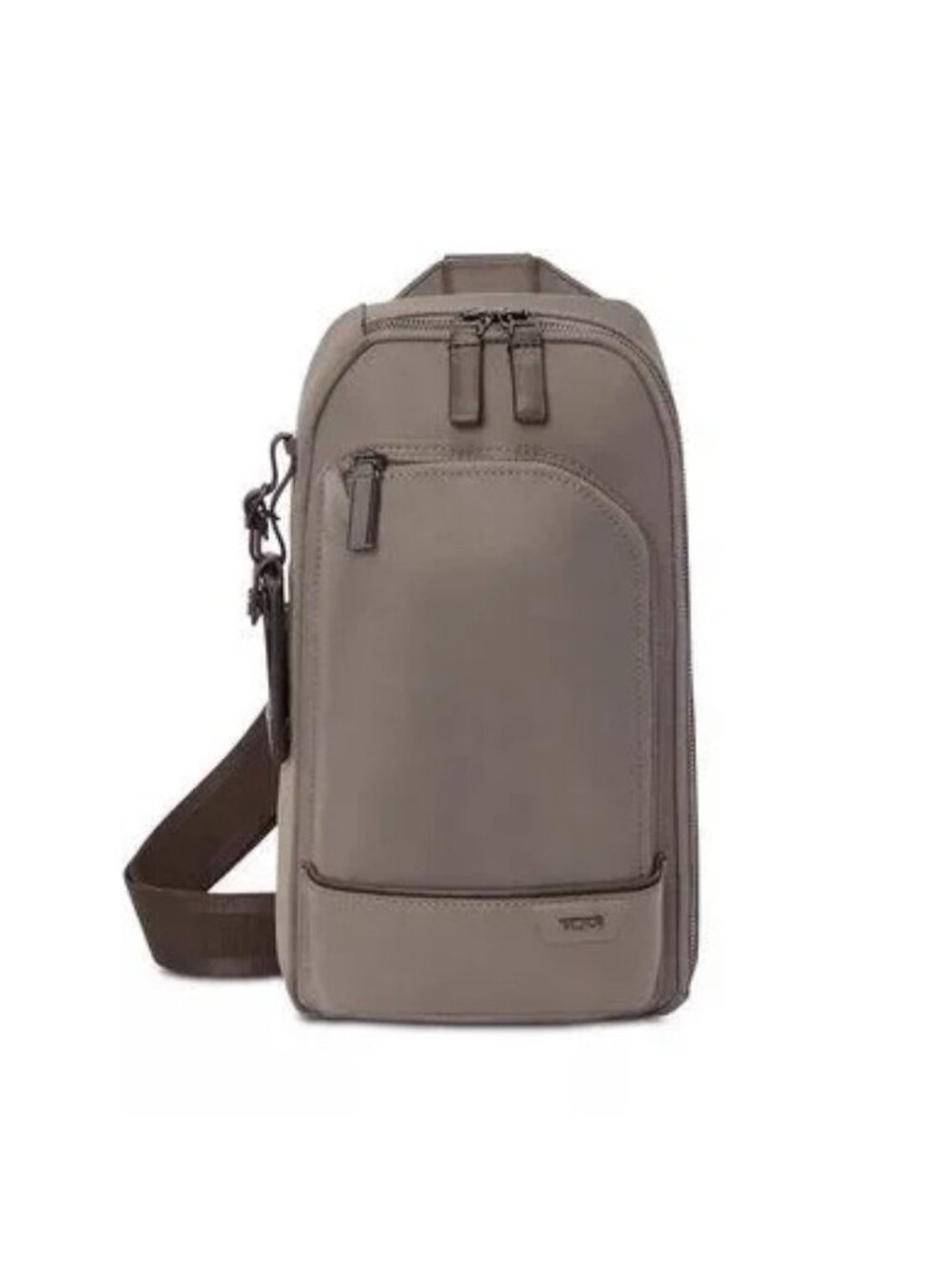Tumi Harrison Gregory Sling Backpack Leather Crossbody in Taupe Unisex NEW